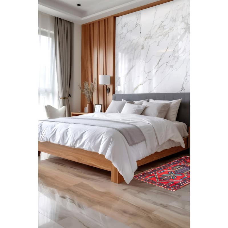 ECARPETGALLERY Hand-knotted Teimani Red Wool Rug - 2'8 x 4'6