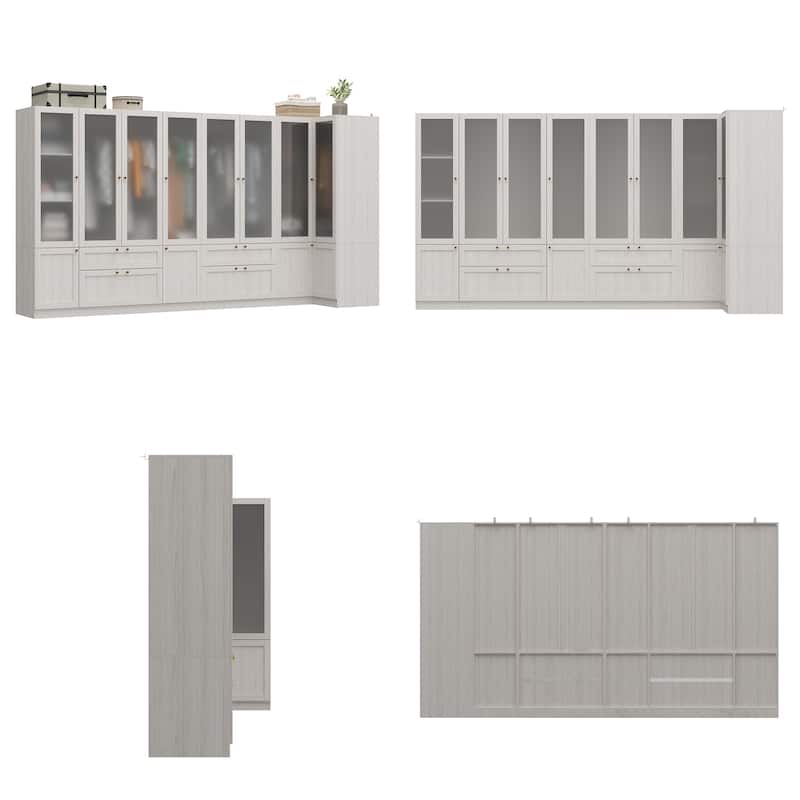 Combo Large Frosted Glass Closet: Versatile Wardrobe Options Armoires