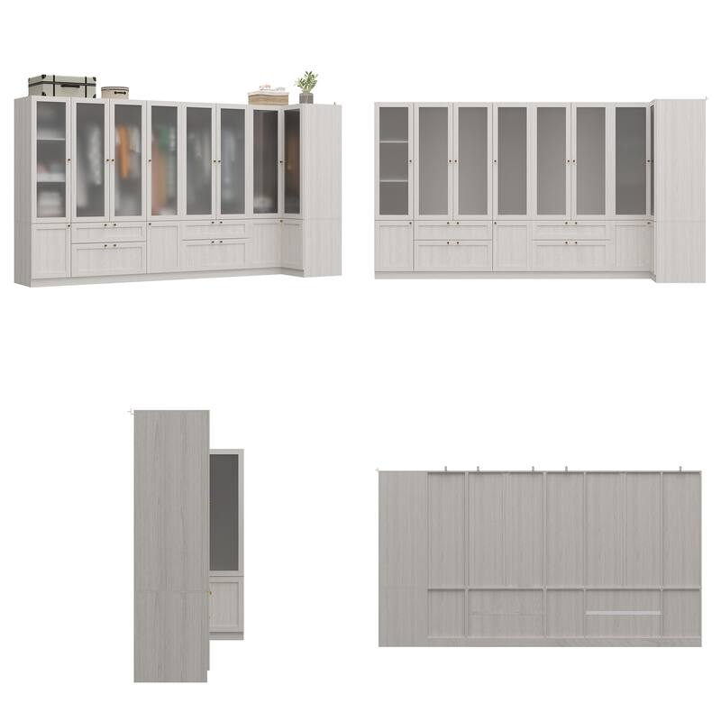 Modular Modern Glass Door Wardrobe:Storage Closet Solution Armoire
