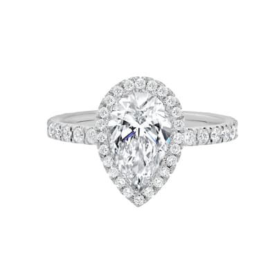 Auriya 14k Gold 5 3/4ctw Pear-shaped Lab grown Halo Diamond Engagement Ring (E-F VS)