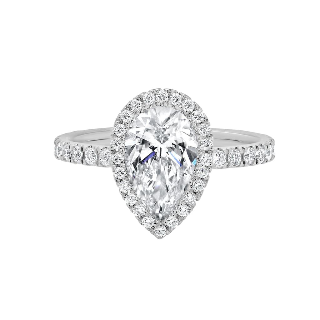 Auriya 14k Gold 5 3/4ctw Pear-shaped Lab grown Halo Diamond Engagement Ring (E-F VS)