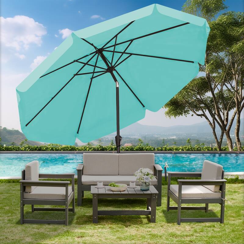 10ft Patio Market Umbrella with UV-Resistant and Sagging Edge Designed