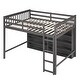 preview thumbnail 16 of 16, Full Size Loft Bed with 8 Open Storage Shelves and Built-in Ladder