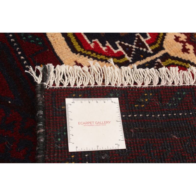 Hand-knotted Rizbaft Red Wool Rug - 3'1" x 6'2"/3'1 x 6'2