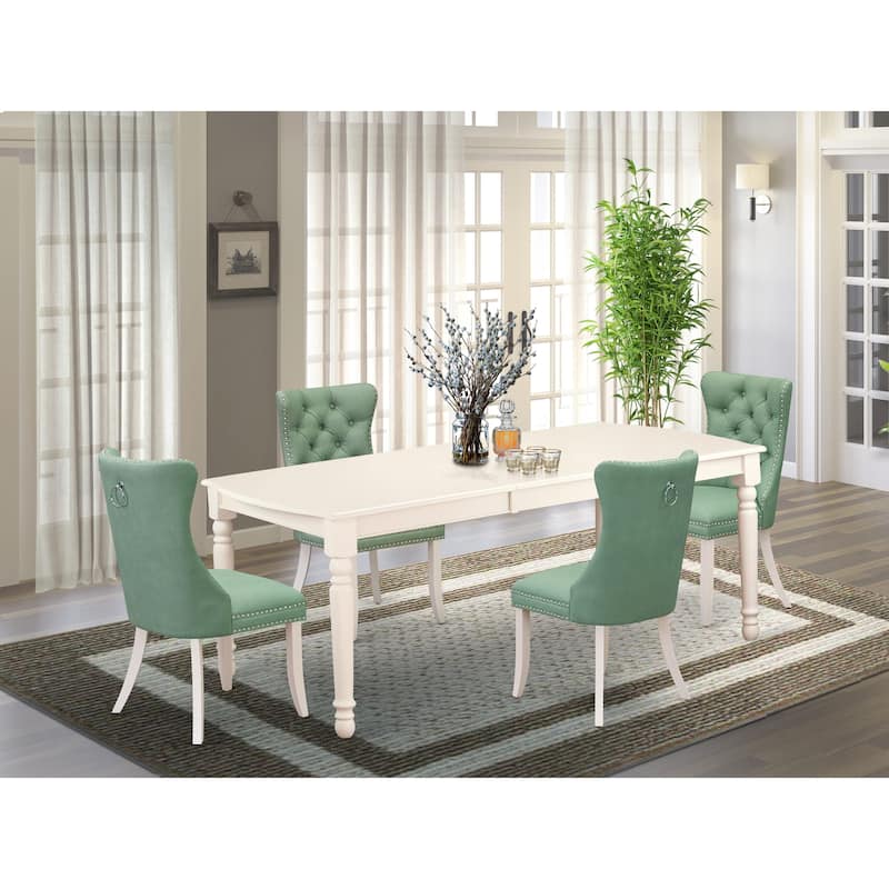 East West Furniture Kitchen Set Includes a Rectangle Dining Table and Upholstered Chairs, Linen White (Pieces Options) - DODA5-LWH-22