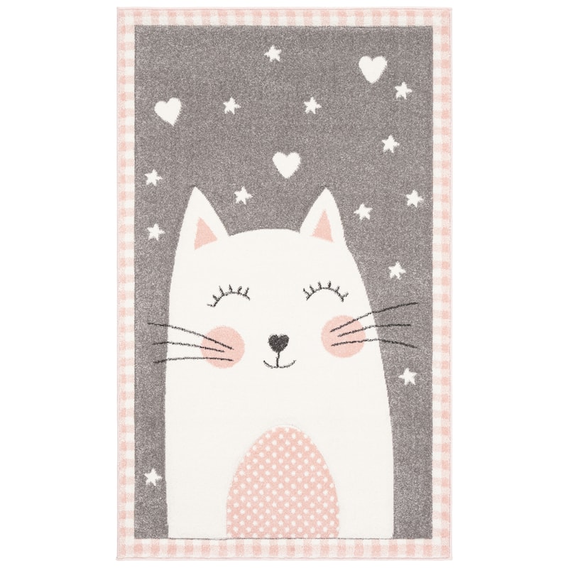 SAFAVIEH Carousel Kids Manya Cat Rug - 2'3" x 4' - Pink/Grey