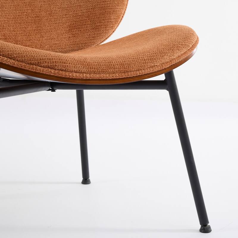 GDF Studio - Shells Mid-Century Modern Fabric Lounge Chair with Walnut Wood Base and Comfortable Curved Backrest