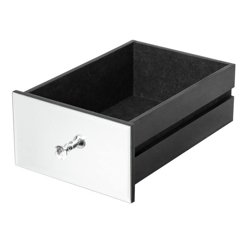 Modern 2 Drawers Mirrored Nightstand Bedside Table Silver