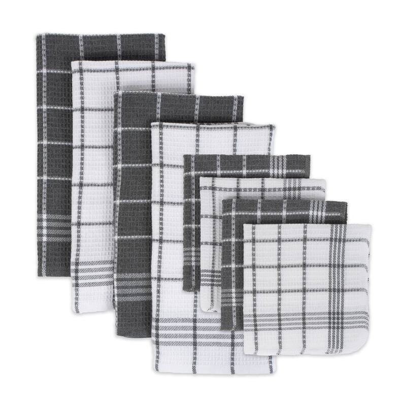 J&M Waffle Weave Dishtowel & Dishcloth (Set of 8)