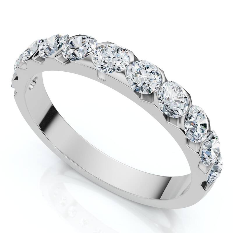 Bliss Diamond .85Ct Diamond Wedding Anniversary Stackable Wave Bezel Ring Gold or Platinum