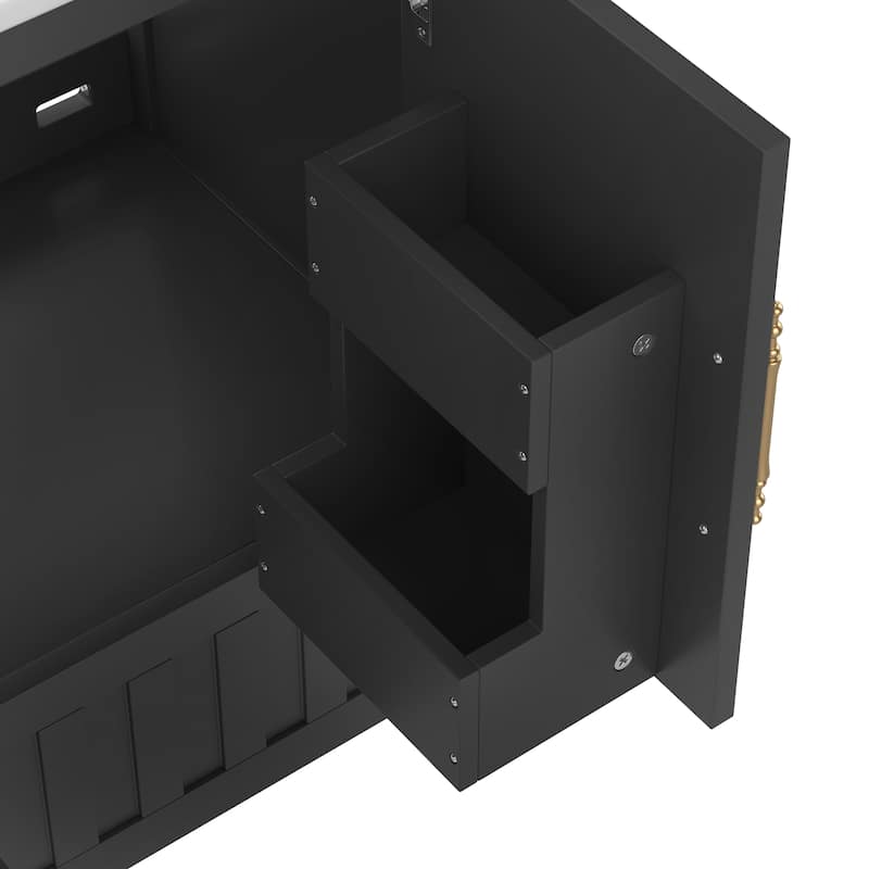 Bathroom Vanity with Sink, Multi-functional Bathroom Storage Cabinet, Bathroom Cabinet with 2-Tier Door Rack, Doors & Drawers