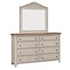 preview thumbnail 3 of 10, Farmhouse Reimagined Antique White & Chestnut Dresser & Mirror