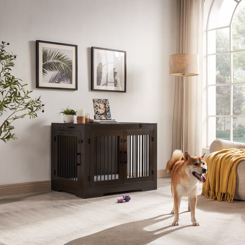 Utopia Alley 37 Inch Dog Crate Furniture for Medium Small Dog, Espresso