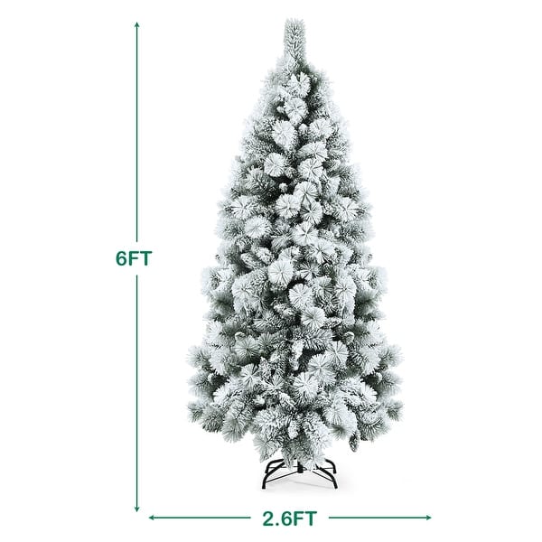 Snow Flocked Pencil Christmas Tree Hinged Slim Artificial Xmas Tree ...