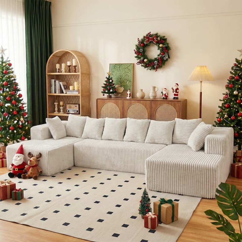 GDFStudio - American Design Modular 130" U-Shaped Sectional Sofa, Chaise Lounge with Reversible Layout