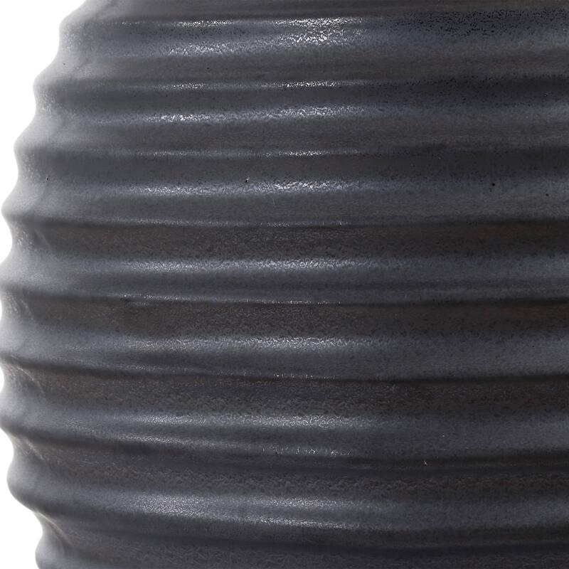 Ribbed Texture Ceramic Table Lamp with White Drum Shade - 22" - Gray
