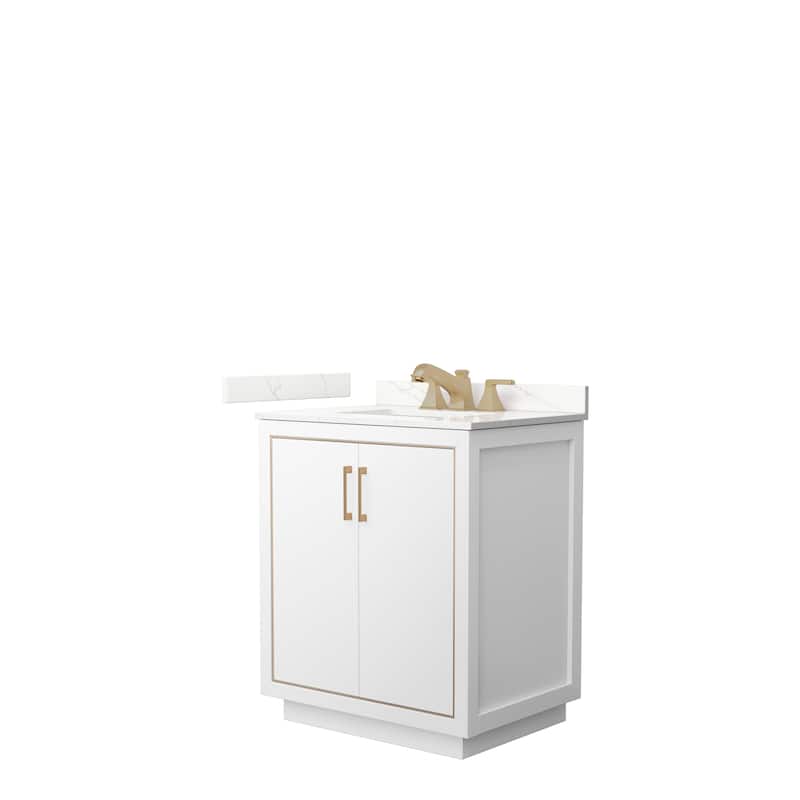 Icon 30-inch Single Vanity, Quartz Top - White, Bronze Trim, Giotto Quartz Top