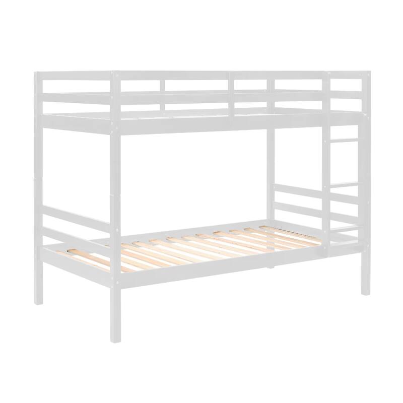 Twin over Twin Wooden Bunk Bed,High Guardrail,Ladder,Kids Teens,Dorm