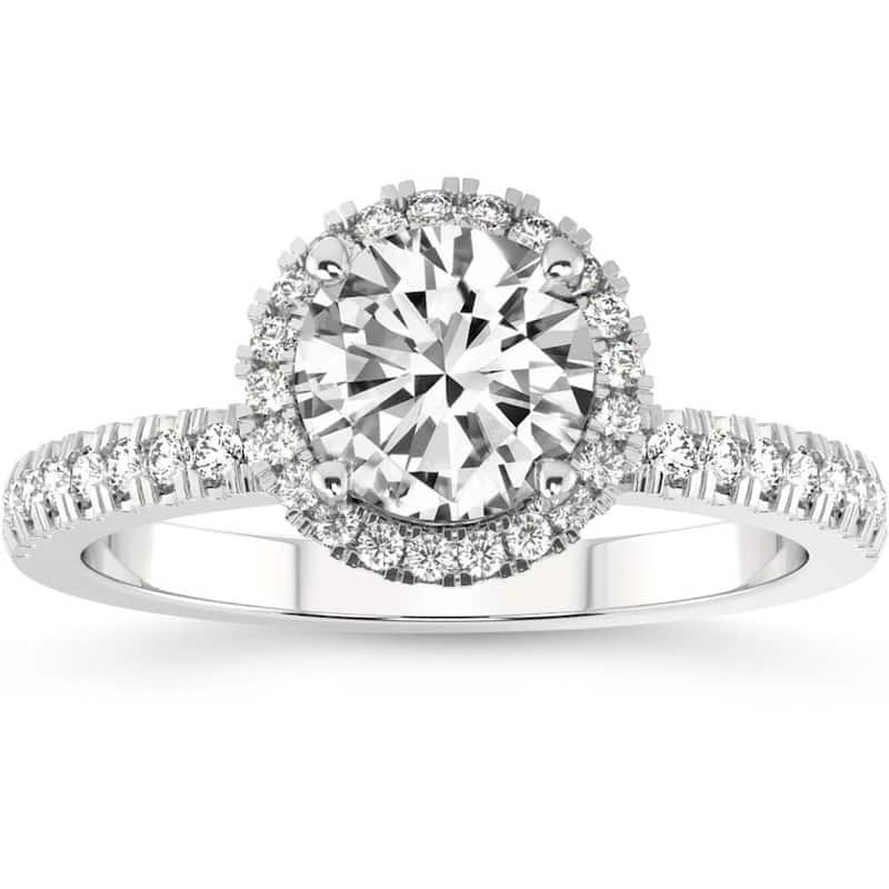G/SI 4 1/2Ct Diamond Halo Lab Grown Engagement Ring White, Yellow or Rose Gold