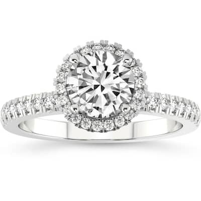 G/SI 4 1/2Ct Diamond Halo Lab Grown Engagement Ring White, Yellow or Rose Gold