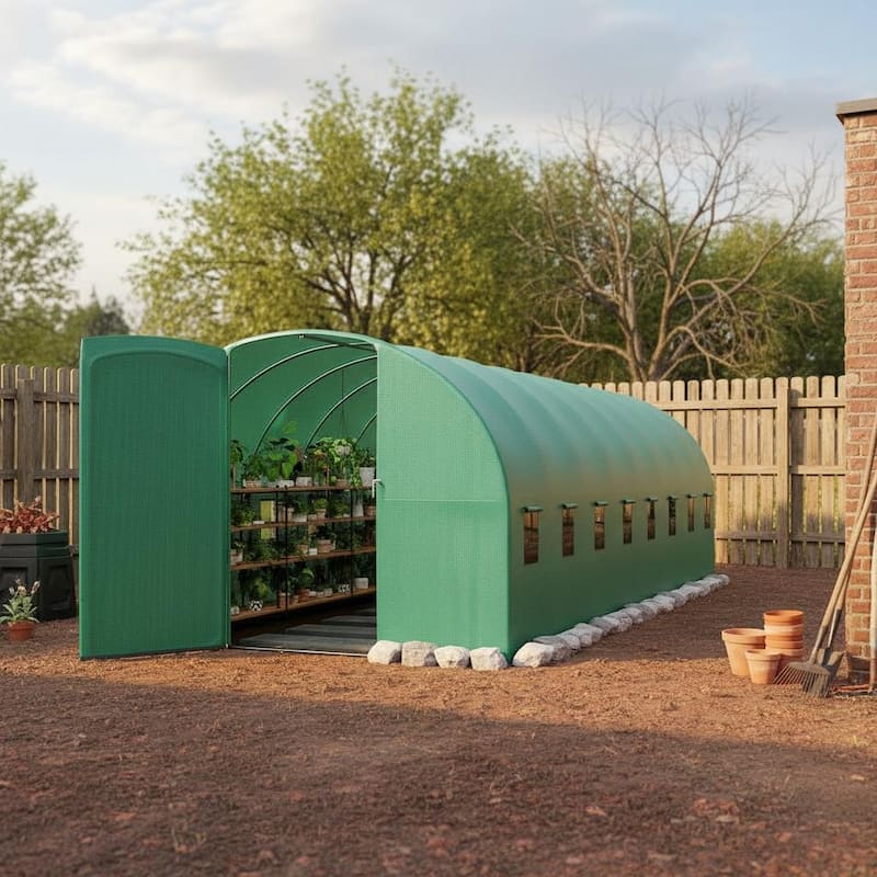 Large Walk in Outdoor Greenhouse, with Roll-Door - B