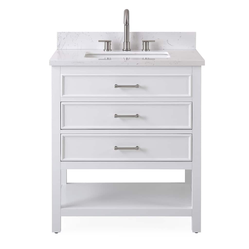 30" Tennant Brand Felton White Finish Single Sink Bathroom Vanity
