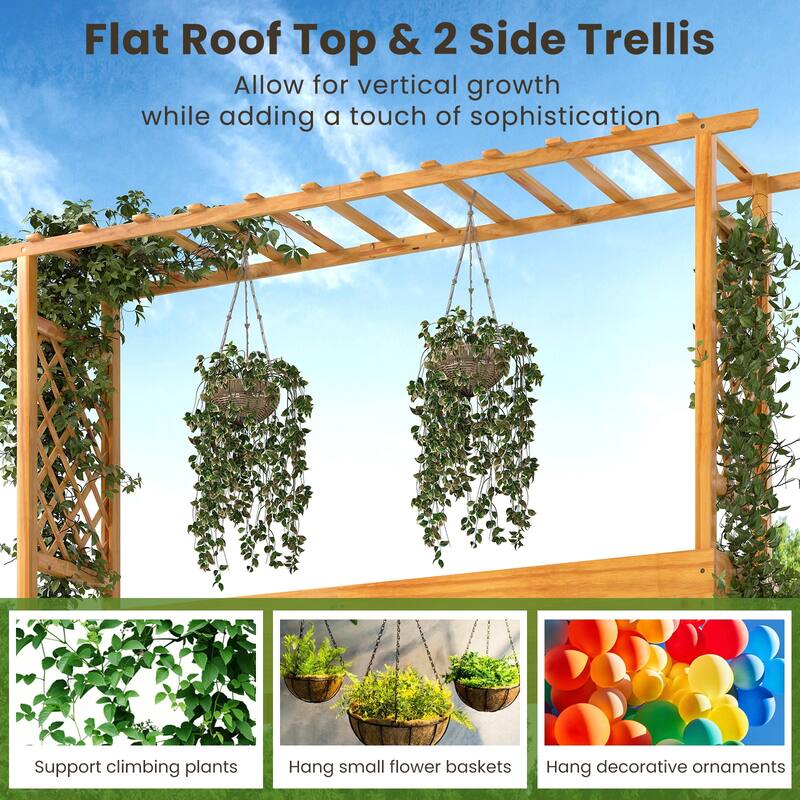 Costway 1/2 PCS 45” Raised Garden Bed with Trellis with Hanging Roof,