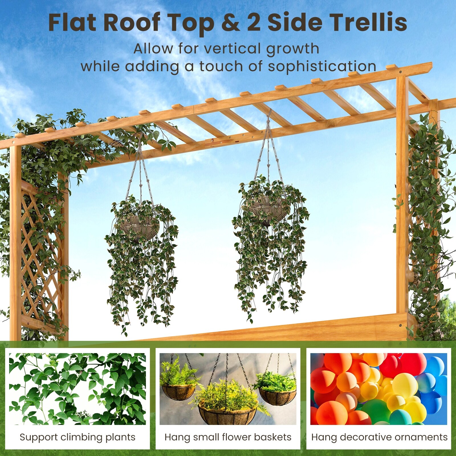 Costway 1/2 PCS 45undefined Raised Garden Bed with Trellis with