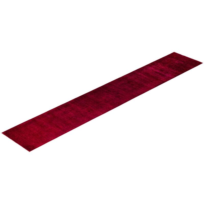 Overton Hand Knotted Wool Vintage Inspired Modern Contemporary Overdyed Pink Runner Rug - 2' 9" x 16' 2"