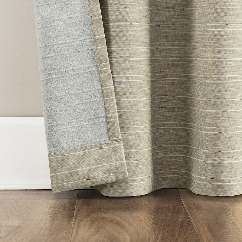 Sun Zero Dresden 2-Piece Slub Detail Magnetic Closure Total Blackout Grommet Curtain Panel Pair