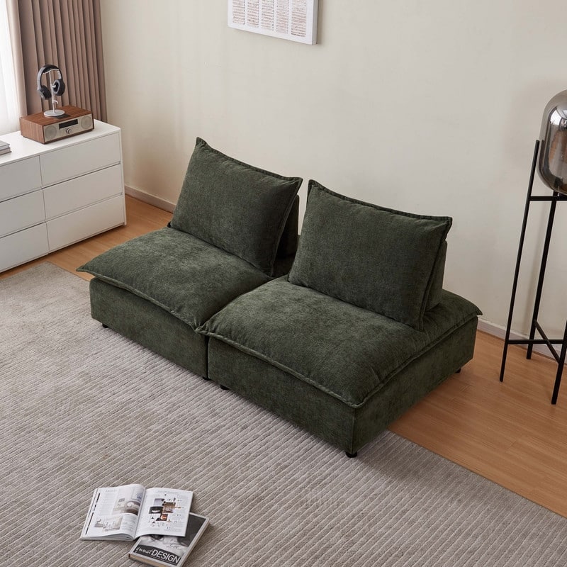 Armless Super Soft Chenille Modular Sofa Design (2 & 3 Seater)