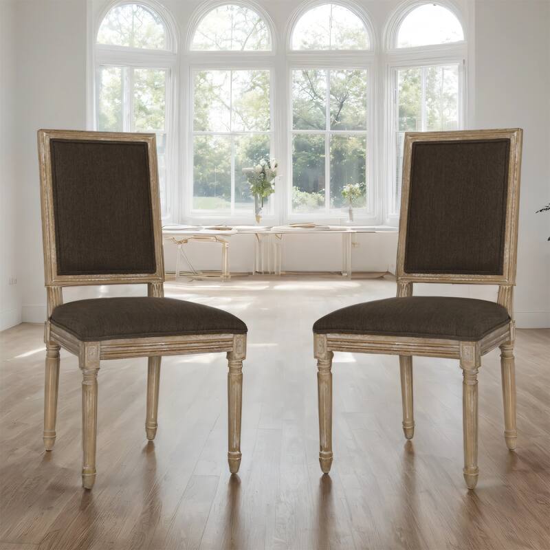 Dining Chairs with Upholstered Backrest, Fluted Legs, Set of 2