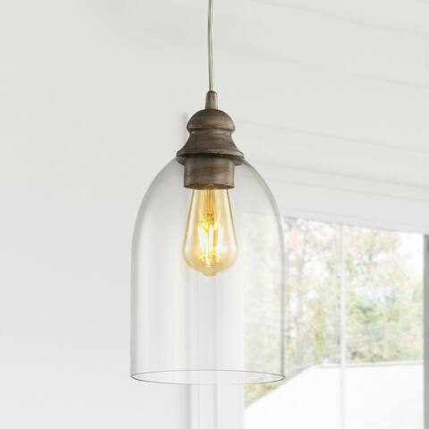 Fontaine 6" Adjustable Glass LED Pendant, Grey/Clear by JONATHAN Y