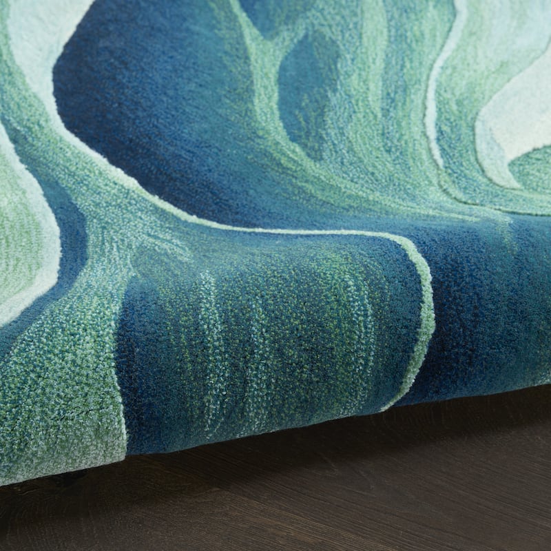 Nourison Prismatic Silver Green Modern Luxe Hand-Tufted Indoor Rug