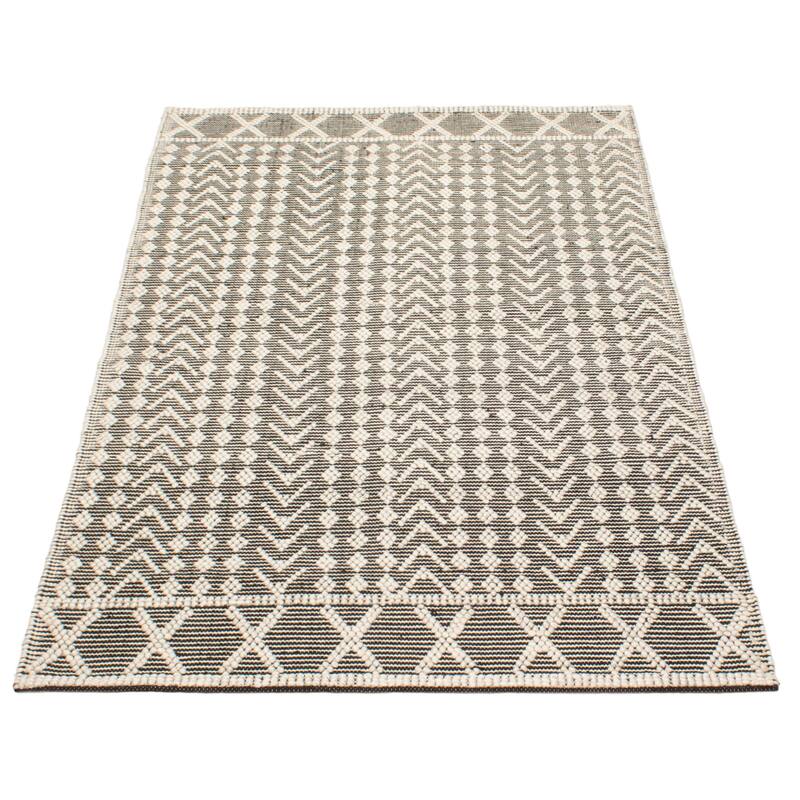 ECARPETGALLERY Braid weave Sienna Black Wool Rug - 5'0 x 8'1