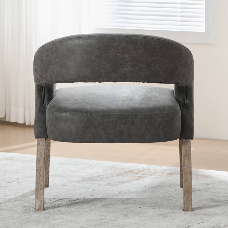 26.3"W PU Leather Accent Chair,Modern Armchair with Wood Legs