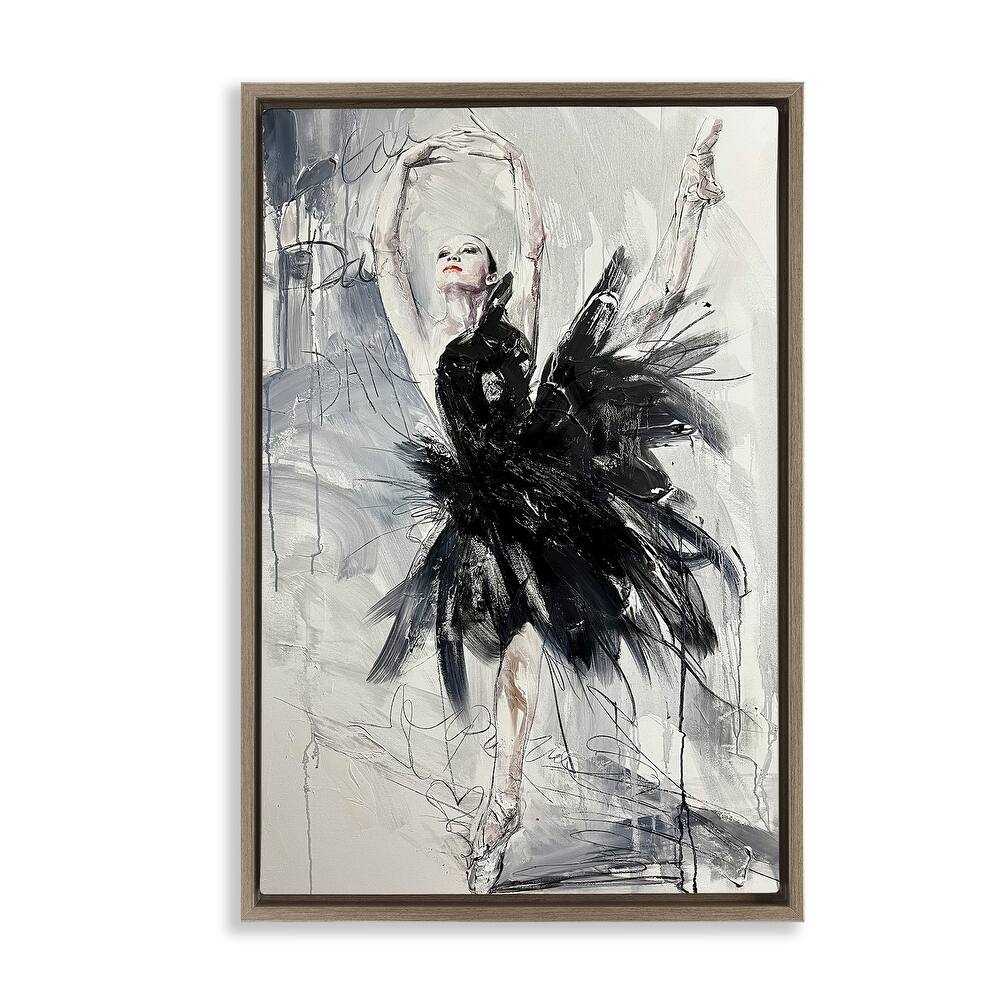Stupell Graceful Dancer Abstract Framed Floater Canvas Wall Art Design By Lucille Lee