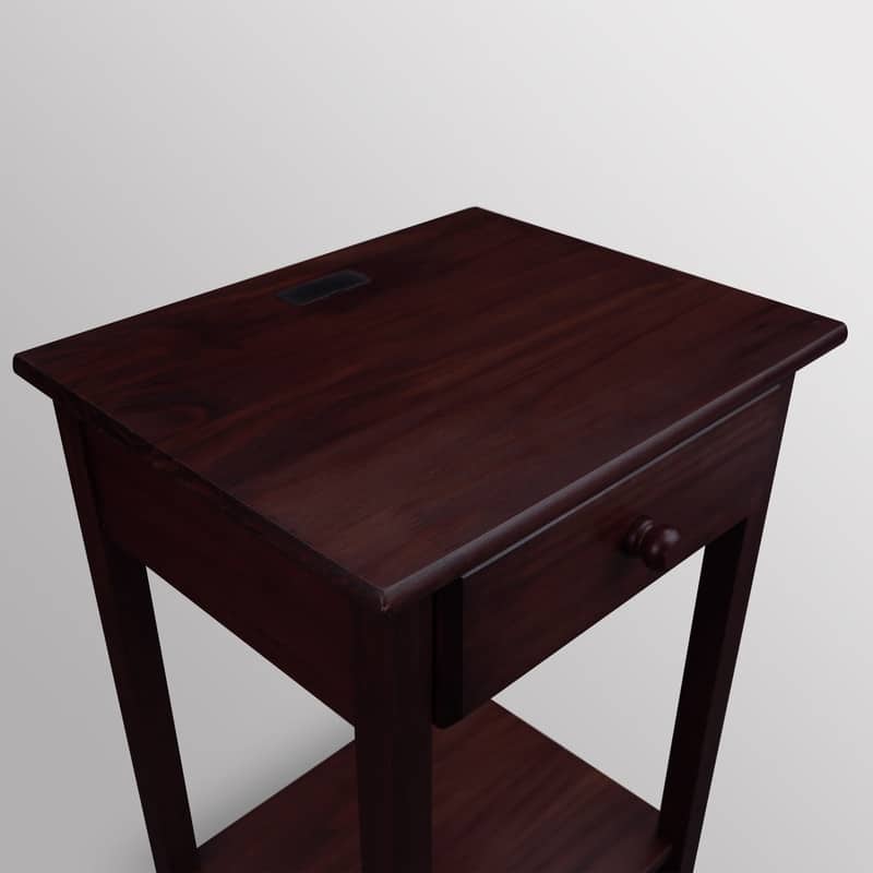 Night Owl 1-drawer Solid Wood Nightstand with USB Ports