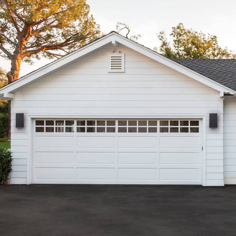 2-Light Matte Black Dimmable Outdoor LED Wall Sconce