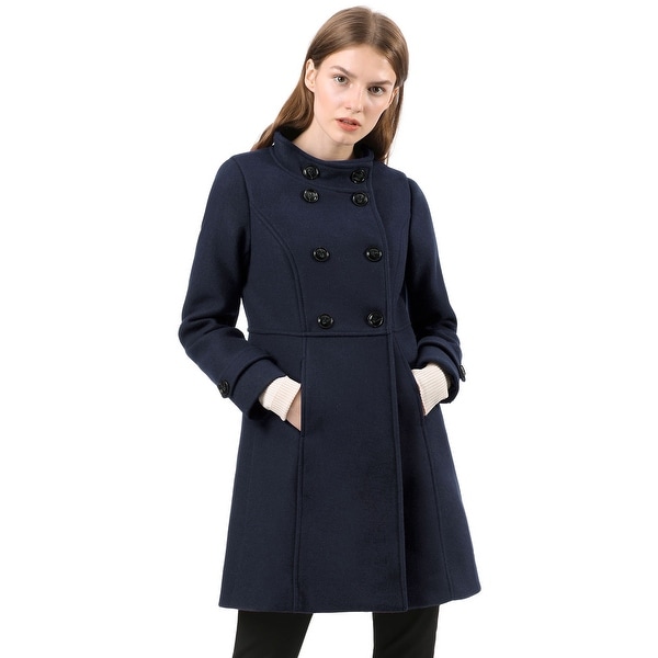 Women's Stand Collar Double Breasted Winter Outwear A-Line Coat. Opens flyout.