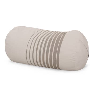 Zeon 6.5 Foot Striped Cylindrical Bean Bag, Natural Color with Light Brown Stripes