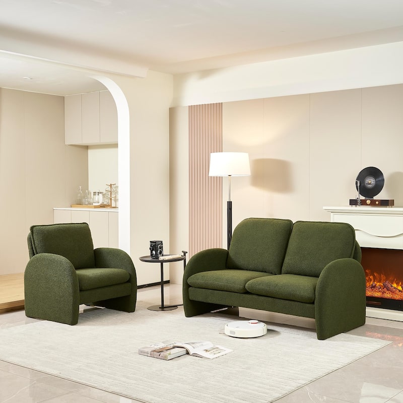Stylish 2 Seater Love Seat Couches for Small Space, Upholstered Seat with Armrests, Living Room Decorative Sofa
