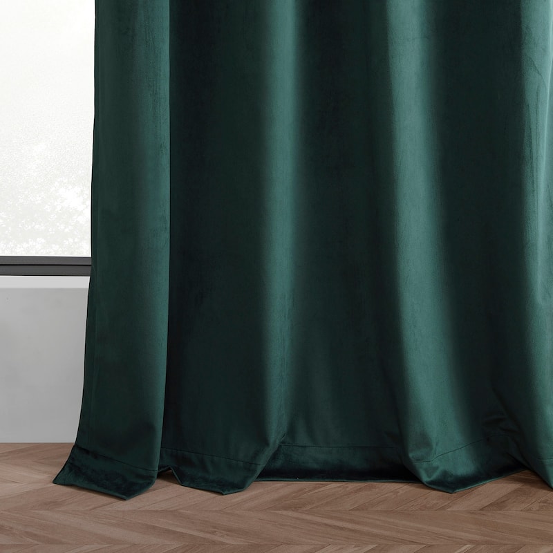 Exclusive Fabrics Basic Deluxe Velvet Curtains Pair - 2 Panels - Grommet Room Darkening Curtains
