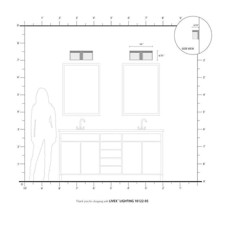 Livex Lighting 2-Light Polished Chrome Bath Vanity, 10122-05 - 16"W x 6.75"H x 4.75"D