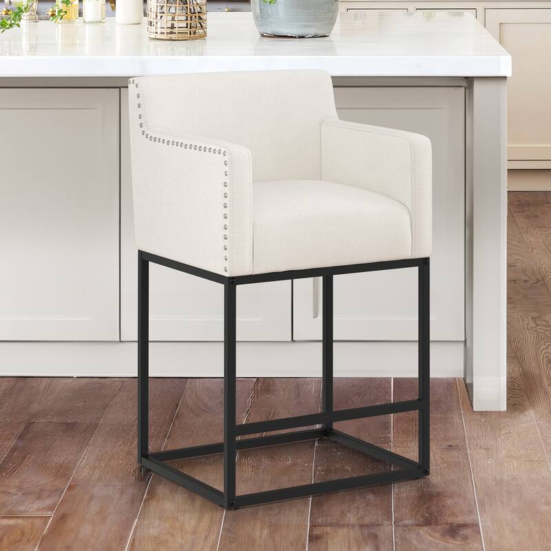 Modern Counter Height Bar Stools Fabric Upholstered Counter Stool