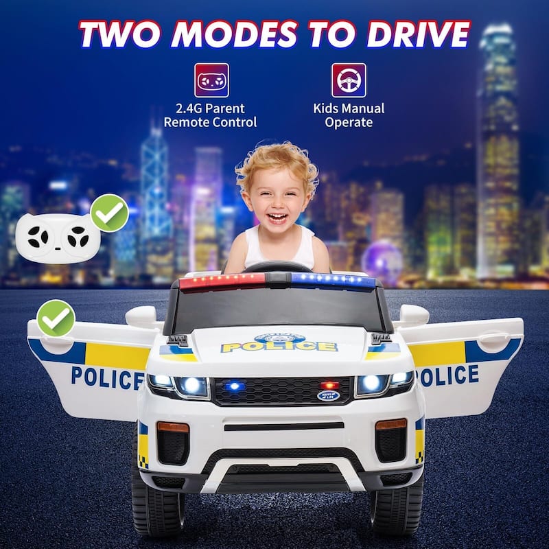 Kids Electric Police Car with Alarm & Megaphone