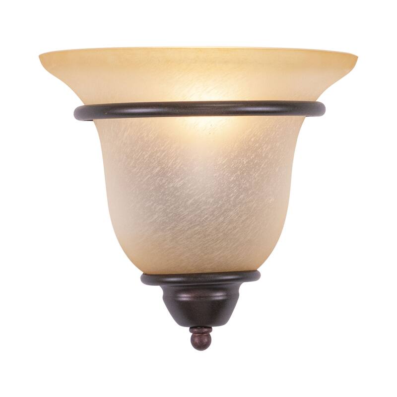 Bronze Wall Sconce 1 Light Flush Mount Fixture Cognac Glass Accent Lighting - 9.5