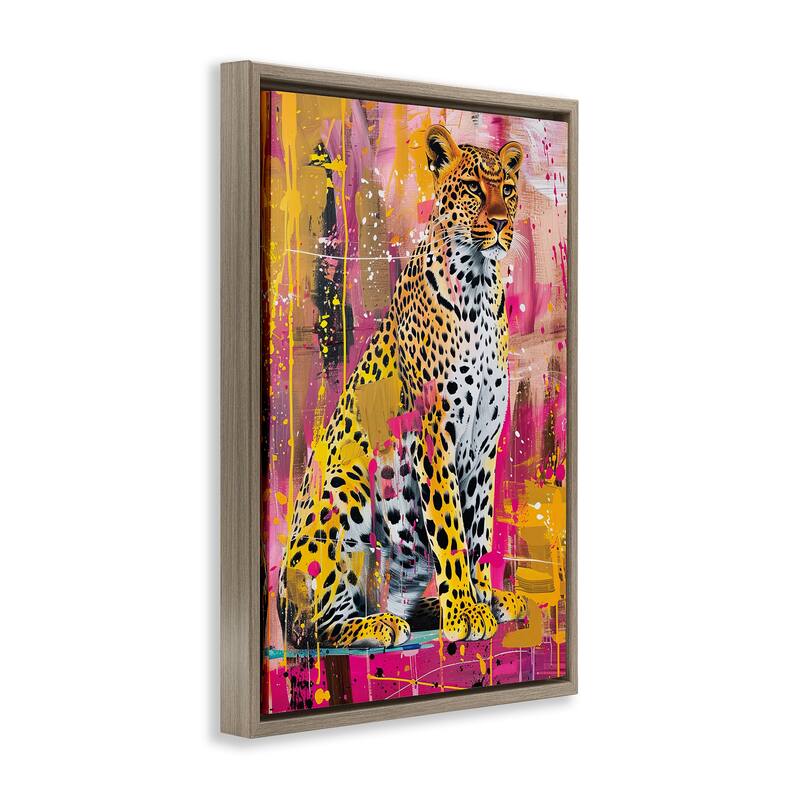 Stupell Urban Abstraction Cheetah Framed Floater Canvas Wall Art Design By LSR Design Studio
