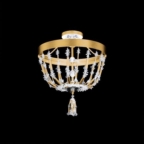 slide 2 of 6, Bali 16in 1-Light LED Semi-Flush Mount 3000-3500-4000K CCT with Clear Optic Crystal - 16 Heirloom Gold