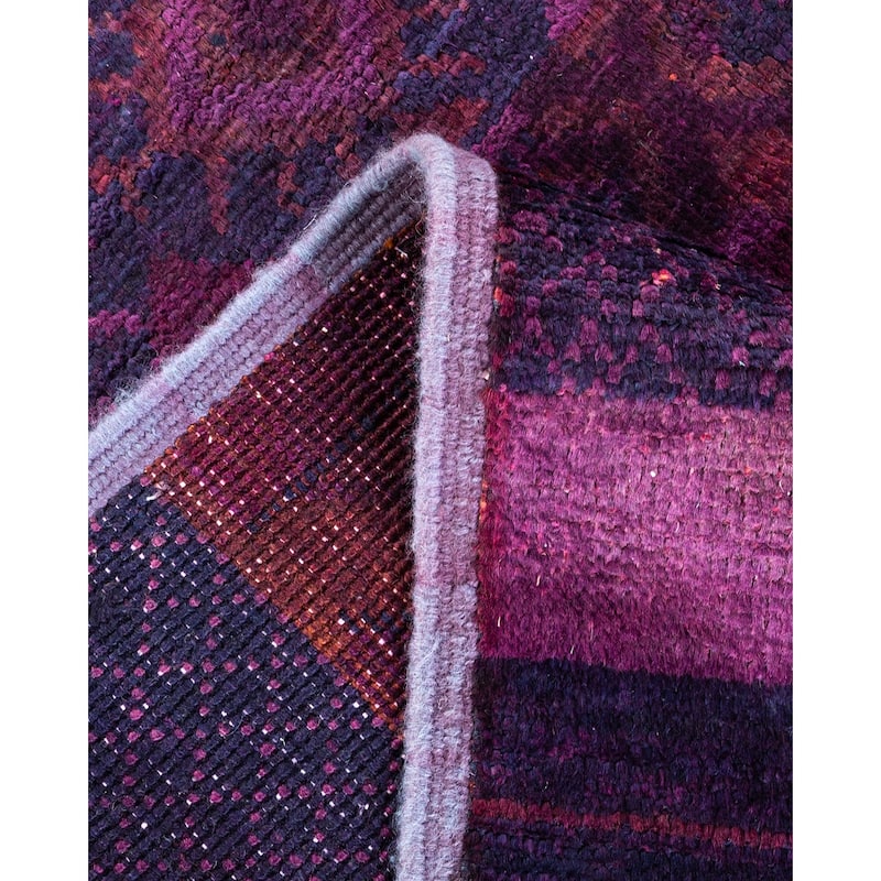 Overton Hand Knotted Wool Vintage Inspired Modern Contemporary Modern Purple Area Rug - 6' 1" x 8' 9"